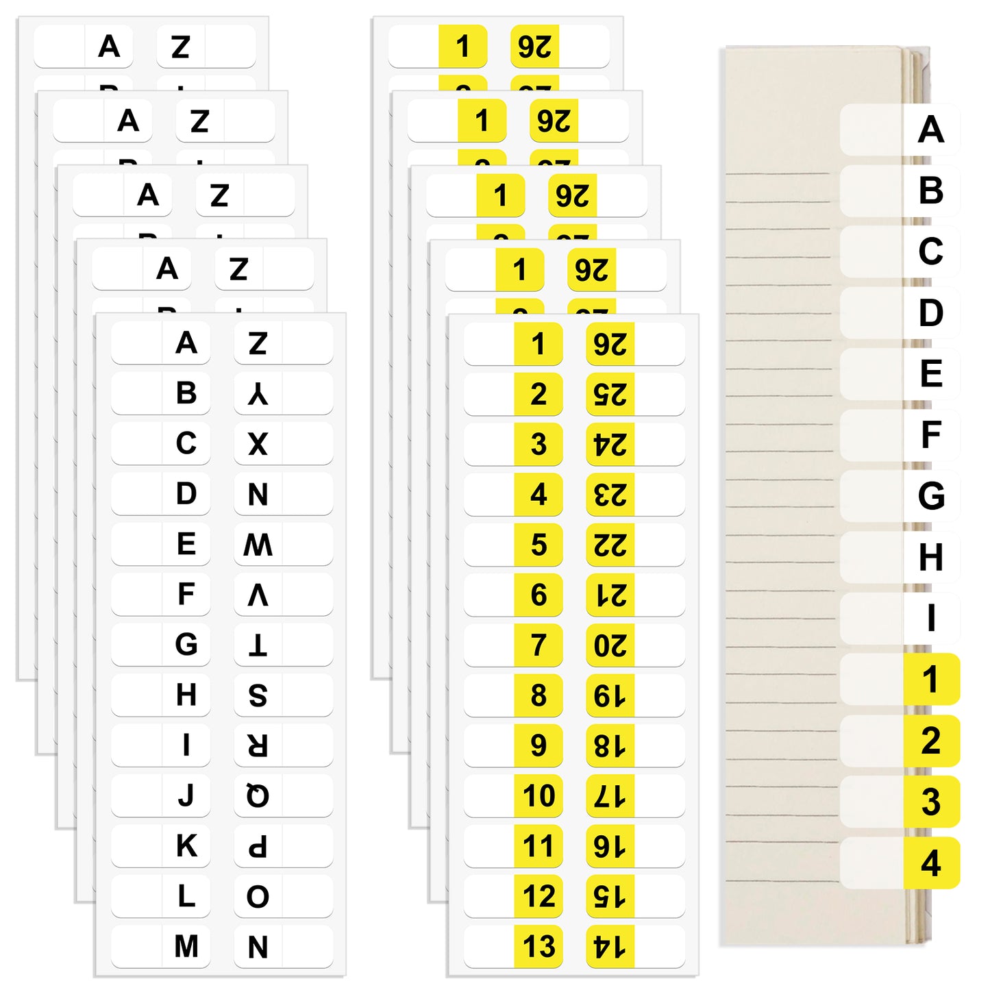 260Pcs Number & A-Z Alphabet Stickers, Ymapinc Sticky Tabs for Notebooks