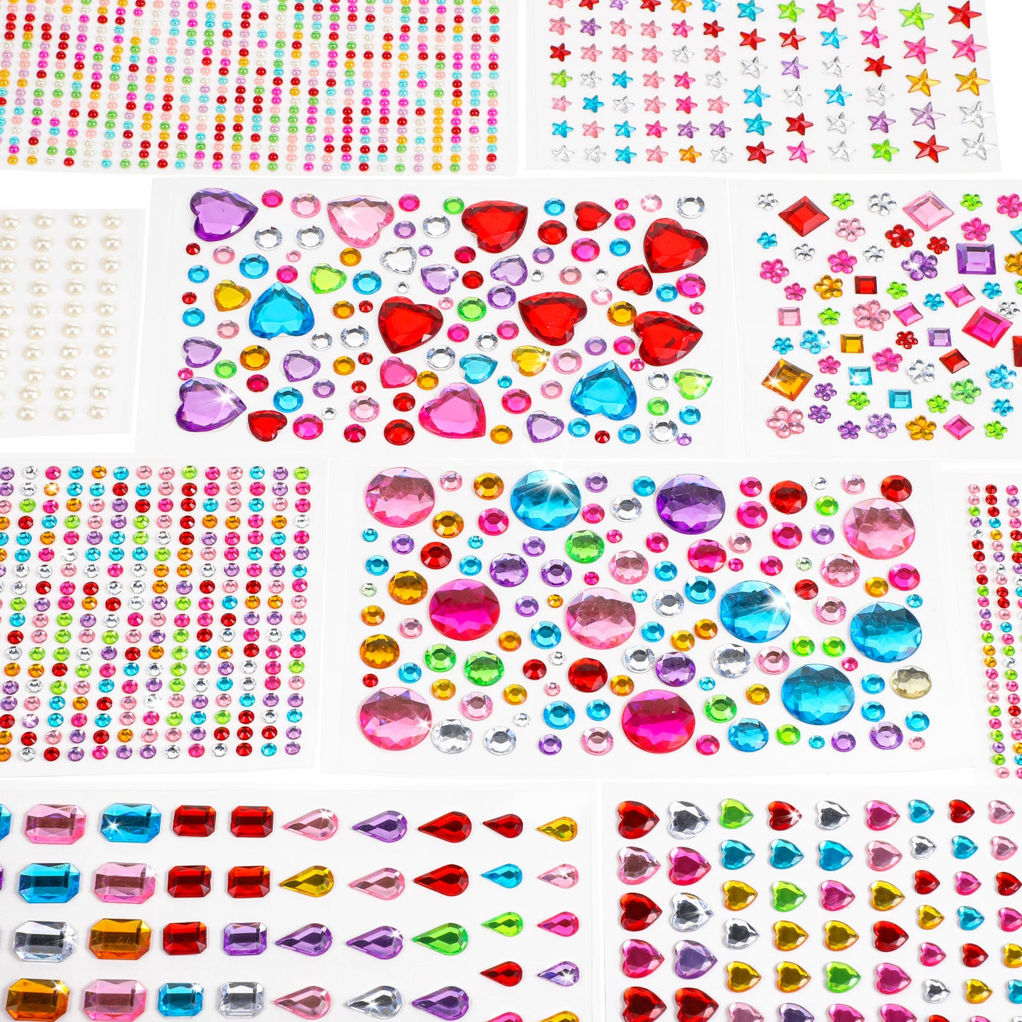 Ouligay 2742pcs Rhinestone Gem Stickers,Stick on Gems for Crafting,Face