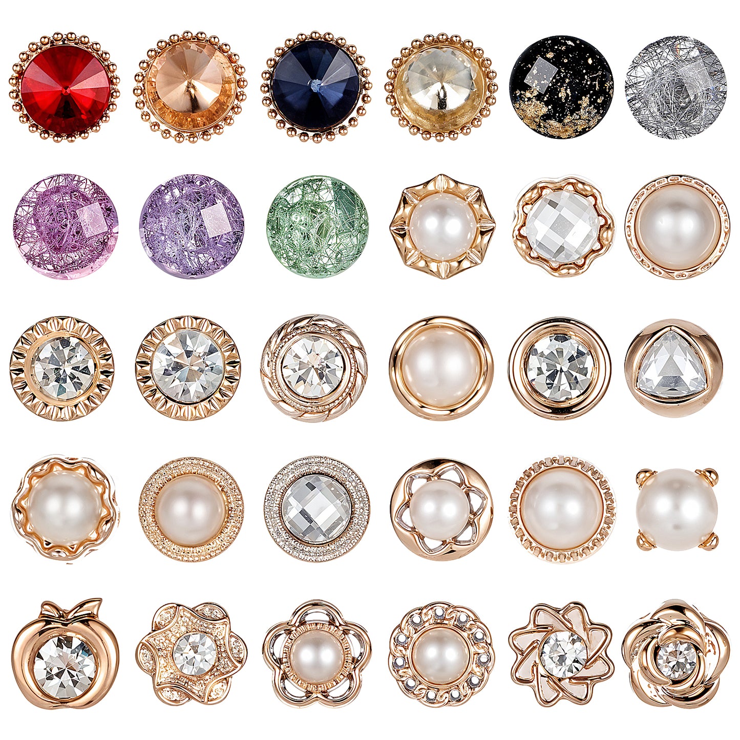 Mabor 30 Sets Pearl Buttons, No Sew Buttons, Cover Up Buttons, Decorative Buttons for Blouses Dresses Sweaters Shawls Decorations DIY Crafts Reusable Pins Buttons for Women Girls