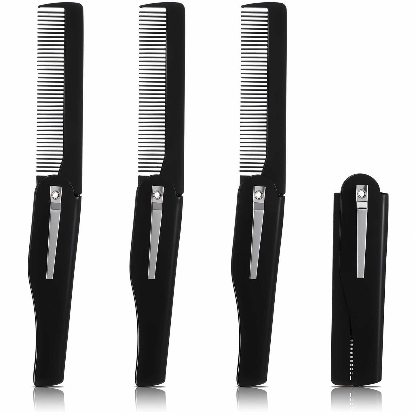 Tyqour 4pcs Folding Comb Pocket Mustache Combs for Men Beard Comb for Black Men for Men Mustache Hair Care Styling