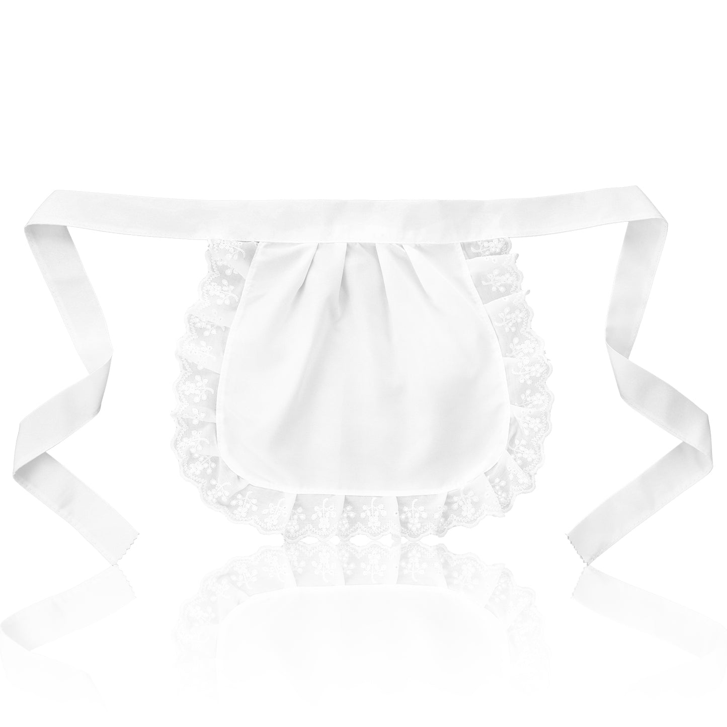 Matwsec Maid Apron White Waist Apron with Ruffle for Kitchen Cleaning Ruffles Half Aprons with Lace Trim for Party Cosplay Maid Outfit Costumes Dress Accessory Halloween Christmas