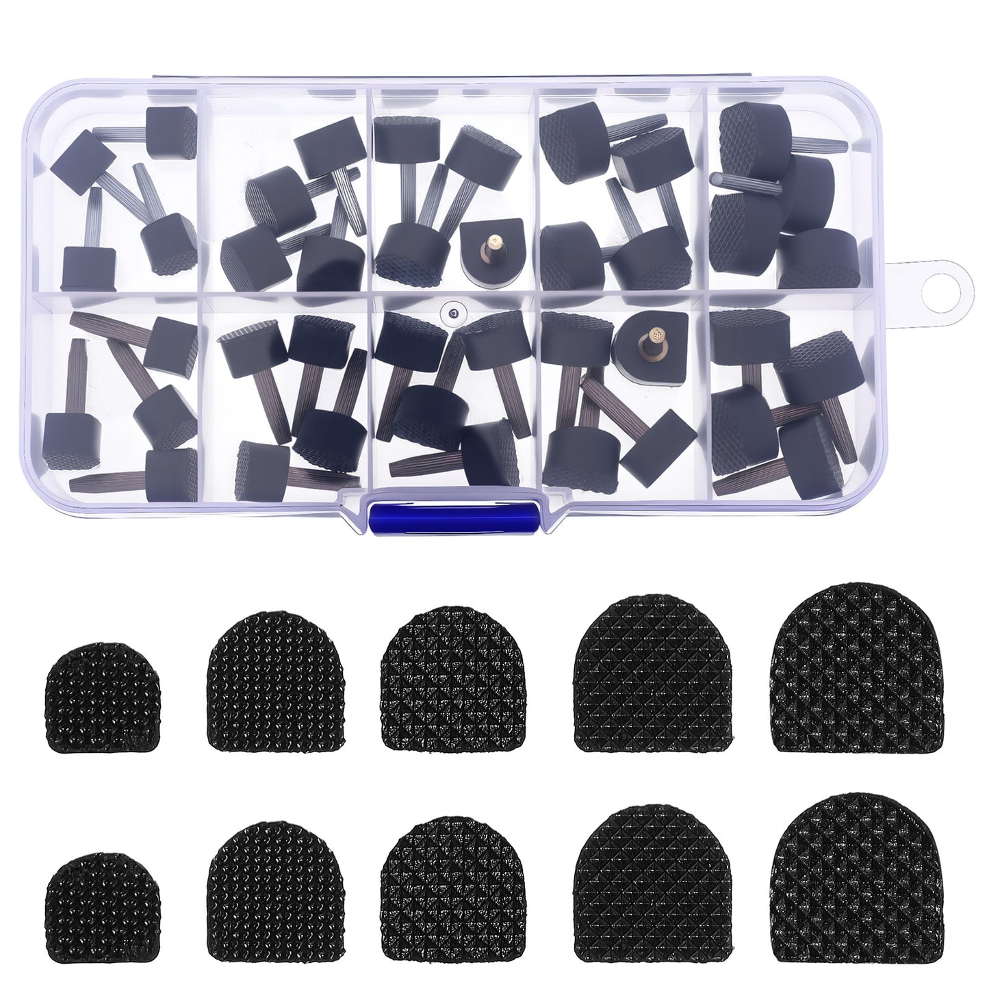 21 Pcs High Heels Tips Replacement Shoes Repair Caps U Shape Heel Caps Shoe Heel Repair Kit for Women's Shoes with 1 Pry Nail Iron Sheet, 5 Sizes, 8,/9/10/11/12mm (Black)