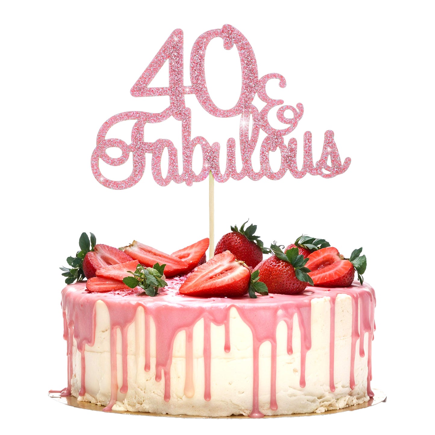 1 Pcs 40th Birthday Cake Topper 40 and Fabulous Decorations Rose Gold Happy 40 Cake Topper for Women Happy 40th Birthday Cheers Party Cakes Pick Anniversary Decorations Supplies