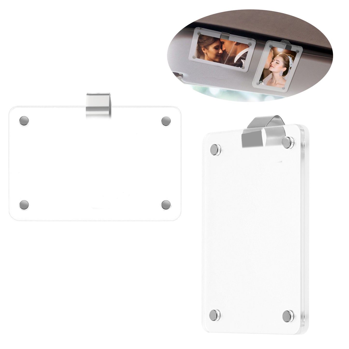 Car Picture Holder, Acrylic Visor Photo Clip, Personalized Picture Frame for Car Sun Visor, Display Family, Personal Photos