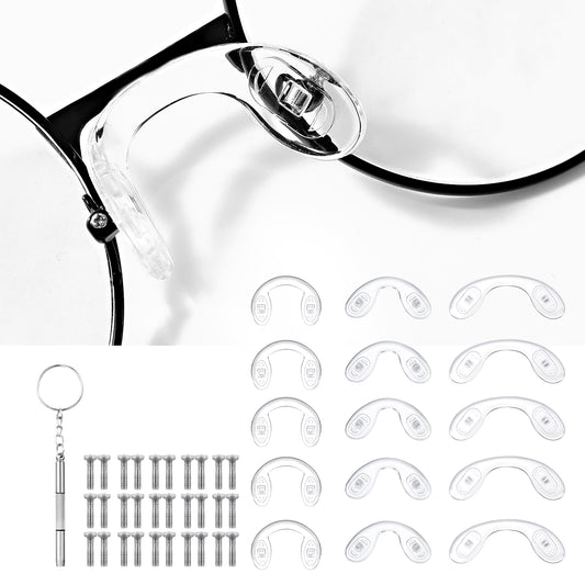 Ymapinc 15 Pcs Eyeglass Pads for Nose 3 Sizes U Shaped Eyeglasses Nose Pads Screw-in Eyeglass Piece Soft Silicone Nose Pad for Eye Glasses Sunglass Eyewear