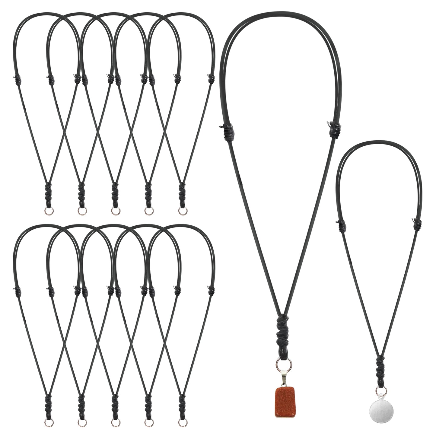 Xinjoduz 10 PCS Black Necklace Cord, Adjustable Polyester String for Pendants Jewelry Making Adjustable Double Knotted Handmade Craft