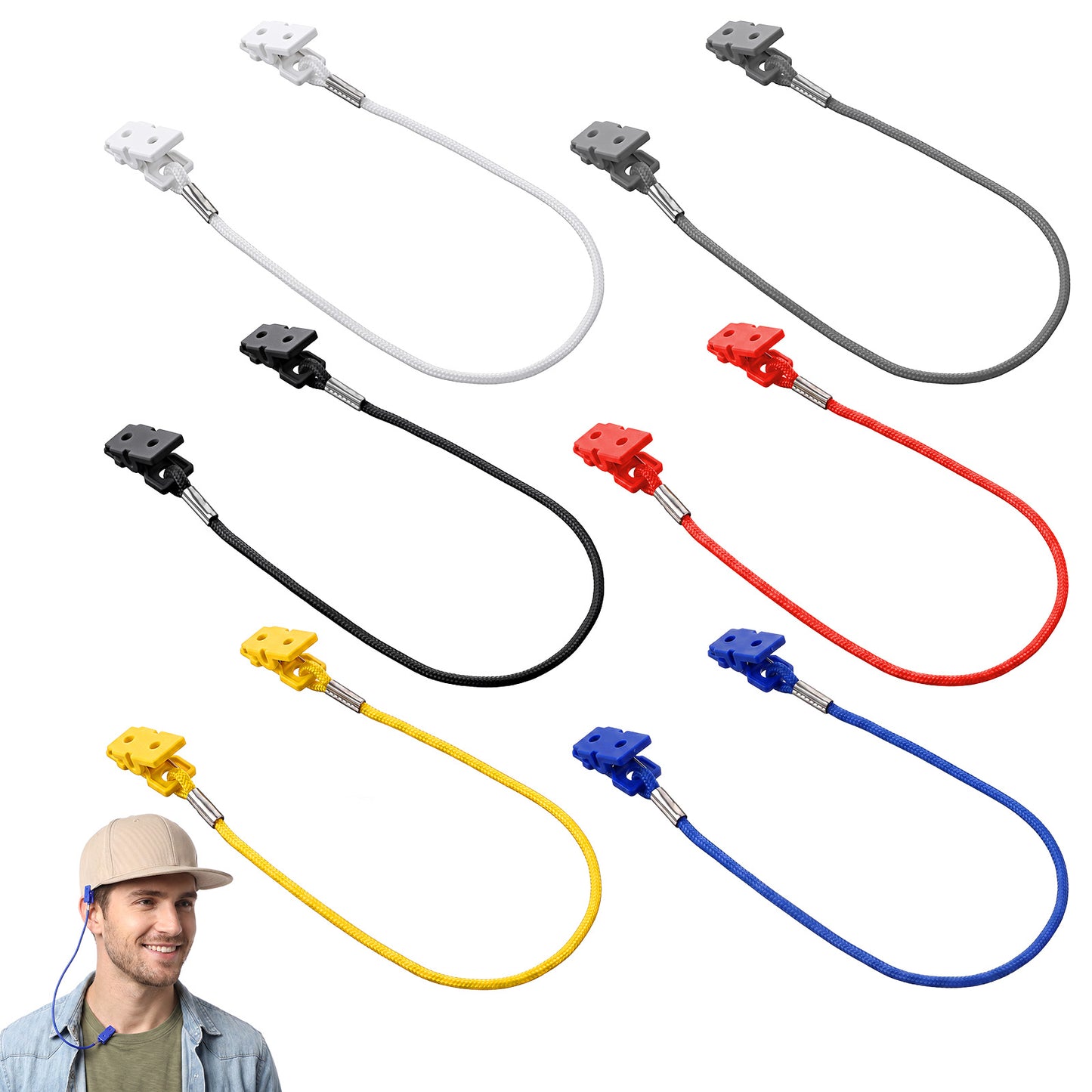RAHHLIZS 6PCS Hat Clips for Wind Hat Straps for Wind Cap Clips for Baseball Caps, Double Clips Perfect for Outdoor Travel Daily Use