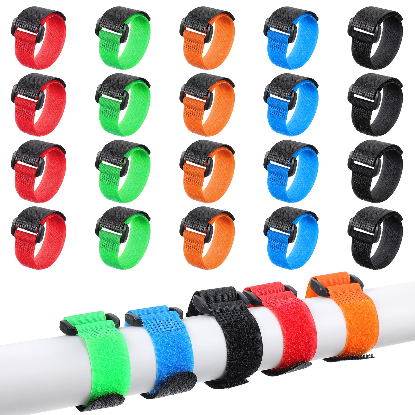 Nogeqi 20 Pcs Fishing Rod Straps, 5 Colors, Fishing Rod Ties, Fishings Pole Straps Belt for Casting, Fly Rods