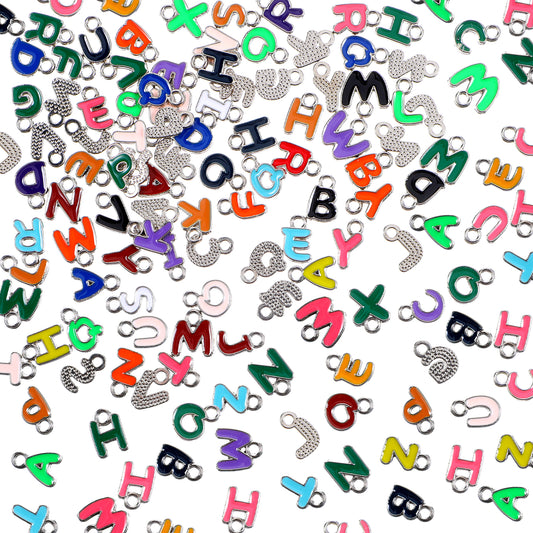 Ymapinc 100pcs Colorful Letter Charms, Initial Charms for Jewellery Making, Capital Charms for DIY Bracelets, Necklaces, Earrings, and Crafts