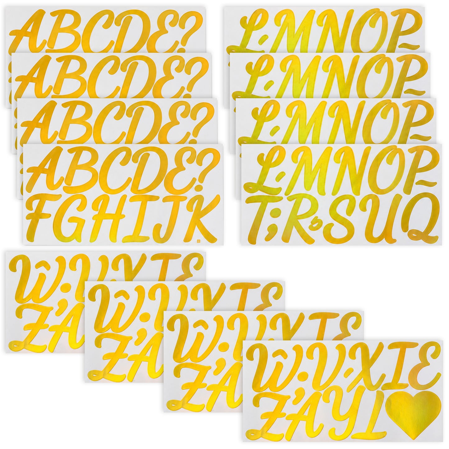 RAHHLIZS 12 Sheets 160PCS Holographic Gold Letter Stickers Large