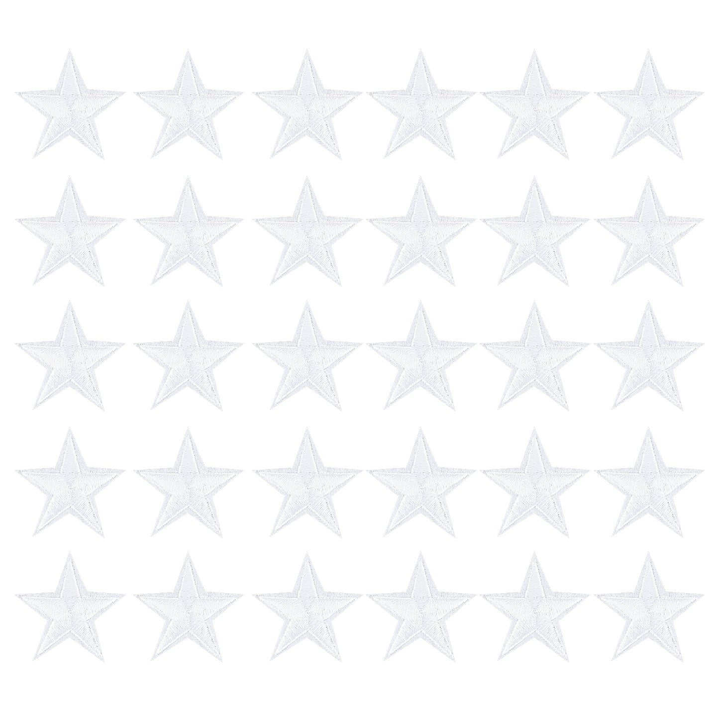 30 Pcs Star Patches Iron On, Mabor Star Patches White Iron On Stars Sew Embroidered Patches Appliques Embellishments for Clothing Jean Bags Hats Repair Decoration