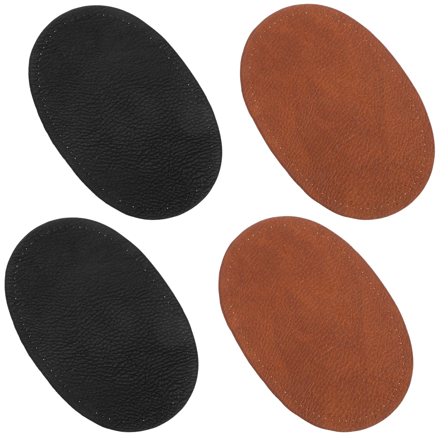 4 Pcs Elbow Patches Sew-On Fabric Oval Elbow Knee Patches Sweater Trousers Repair Patch Craft Supply Sewing Appliques PU Leather Patch for Jackets Sweaters Shirts Jeans Brown Black