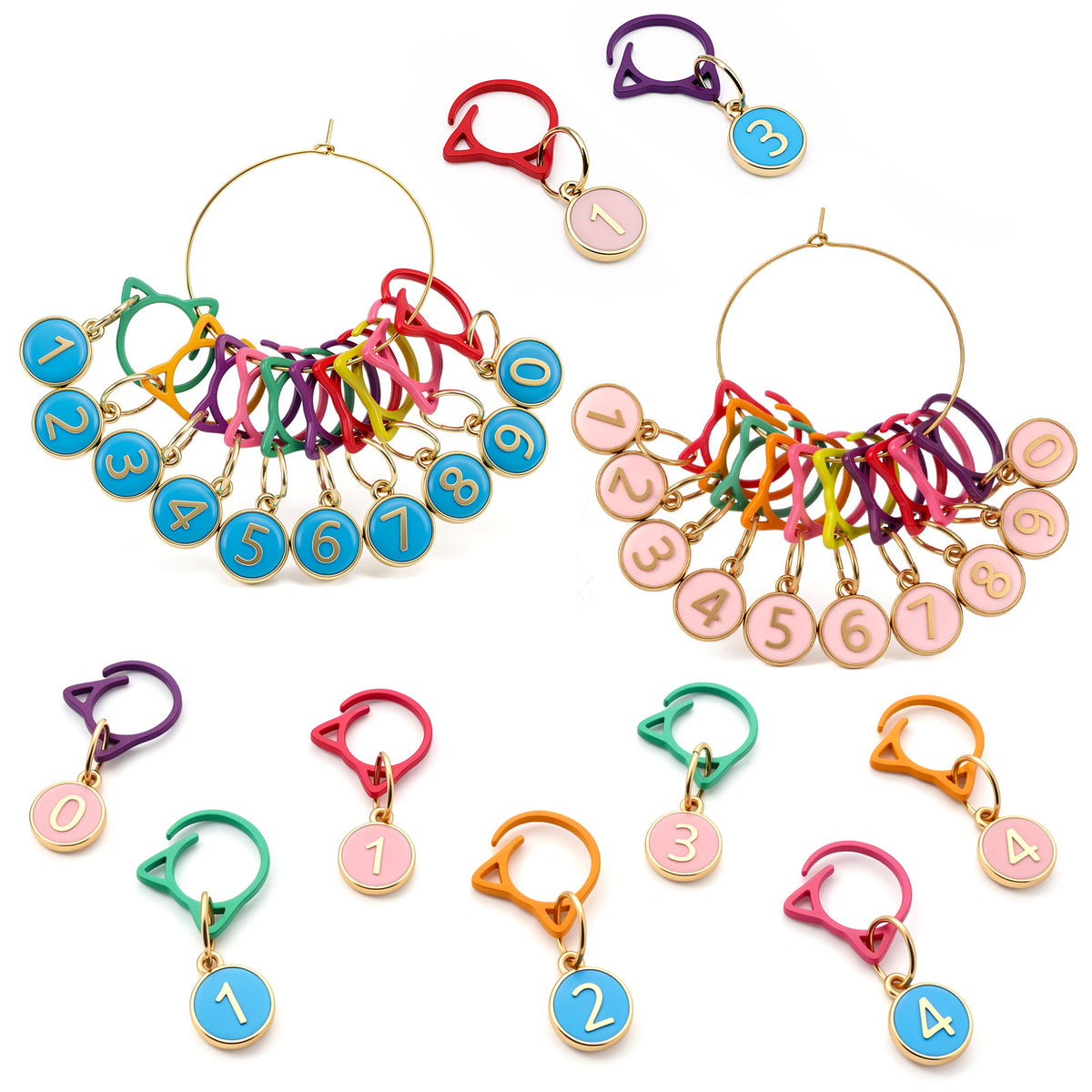 Chsoejuf 20 PCS Stitch Markers Numbered 0-9 Metal for Crochet Knitting