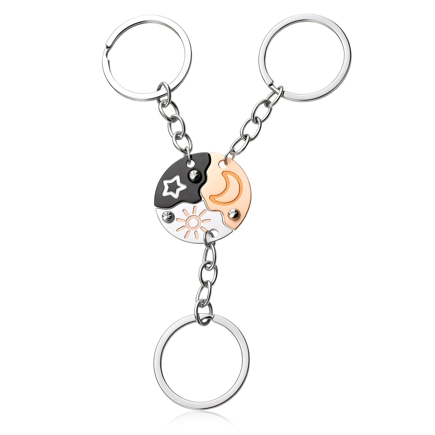 RAHHLIZS Best Friend Keychain Set of 3, Sun Moon Star Keychain
