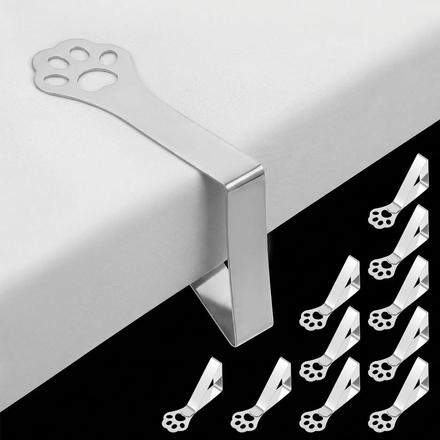 Sorcristy 10 PCS Table Clips for Tablecloths, Cat Table Cloth Holder Clip Heavy Duty Stainless Steel Decorative Outdoor Cover Clamps for Party Wedding Home Restaurant Camping Accessories