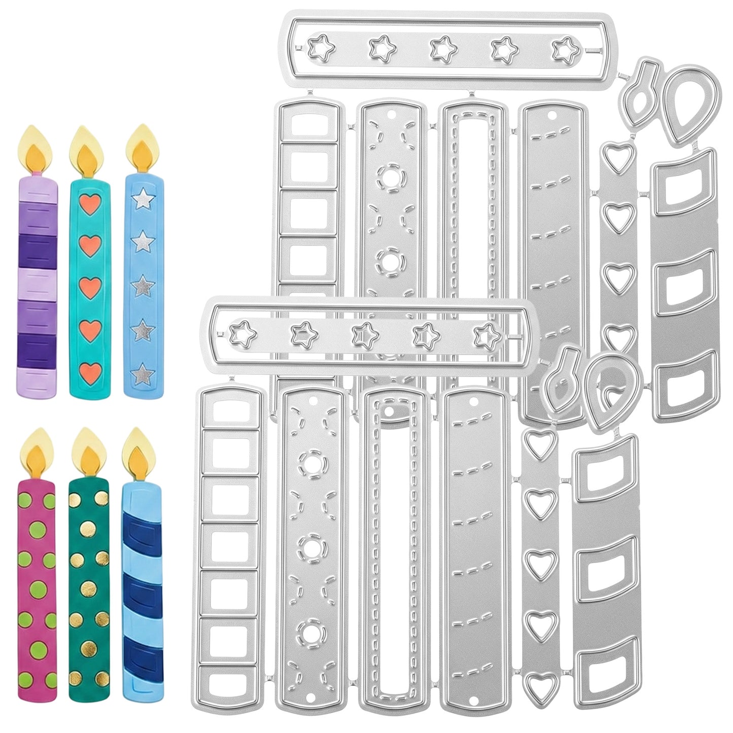 Shimmeroo 2Pcs Candle Metal Die Cuts, Candle Cutting Dies for Card Making
