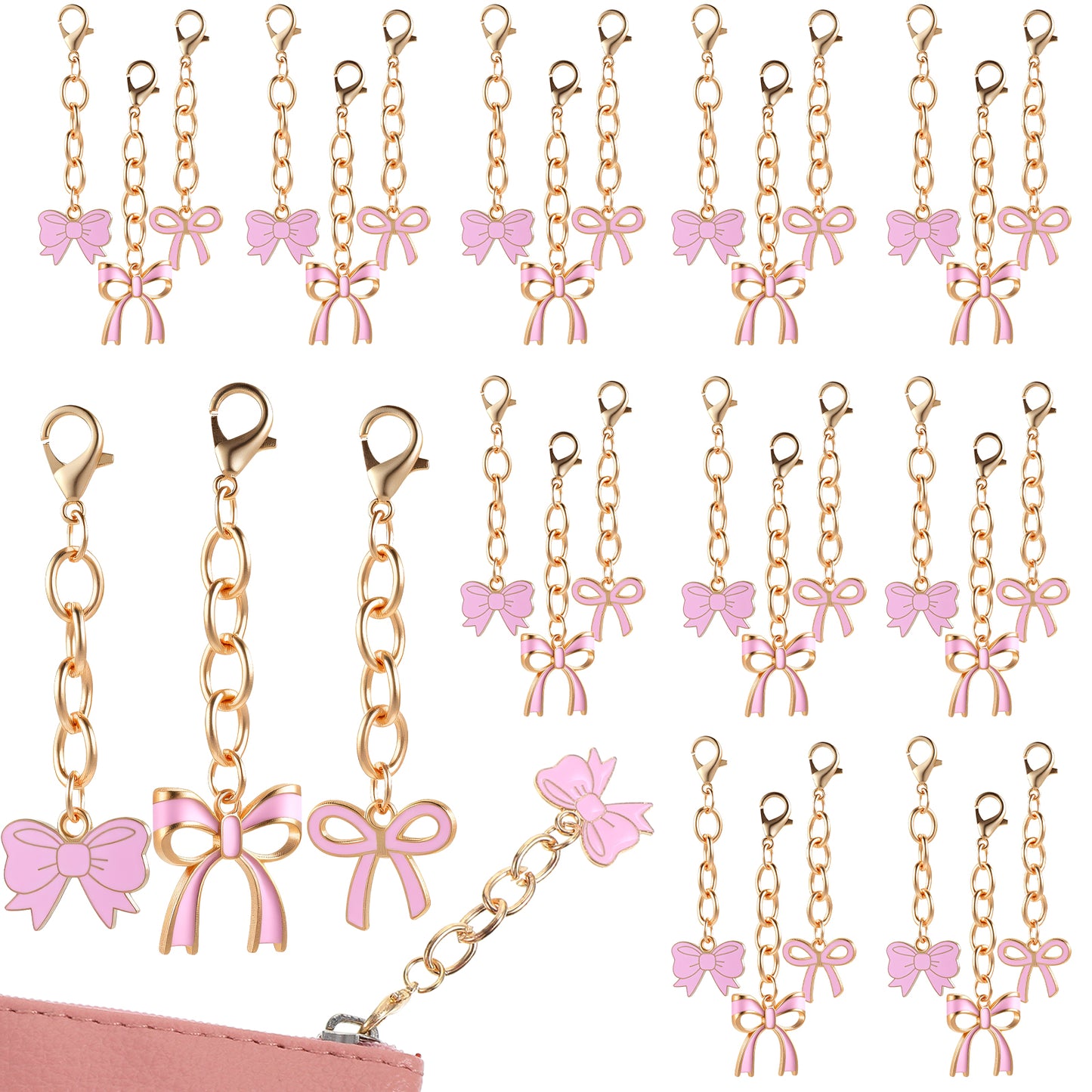 Shimmeroo 30Pcs Pink Bow Keychain,Bow Party Favors,Bows Bag Charm Bows Keyring Accessories for Bachelorette,Birthday Parties Favors Gifts