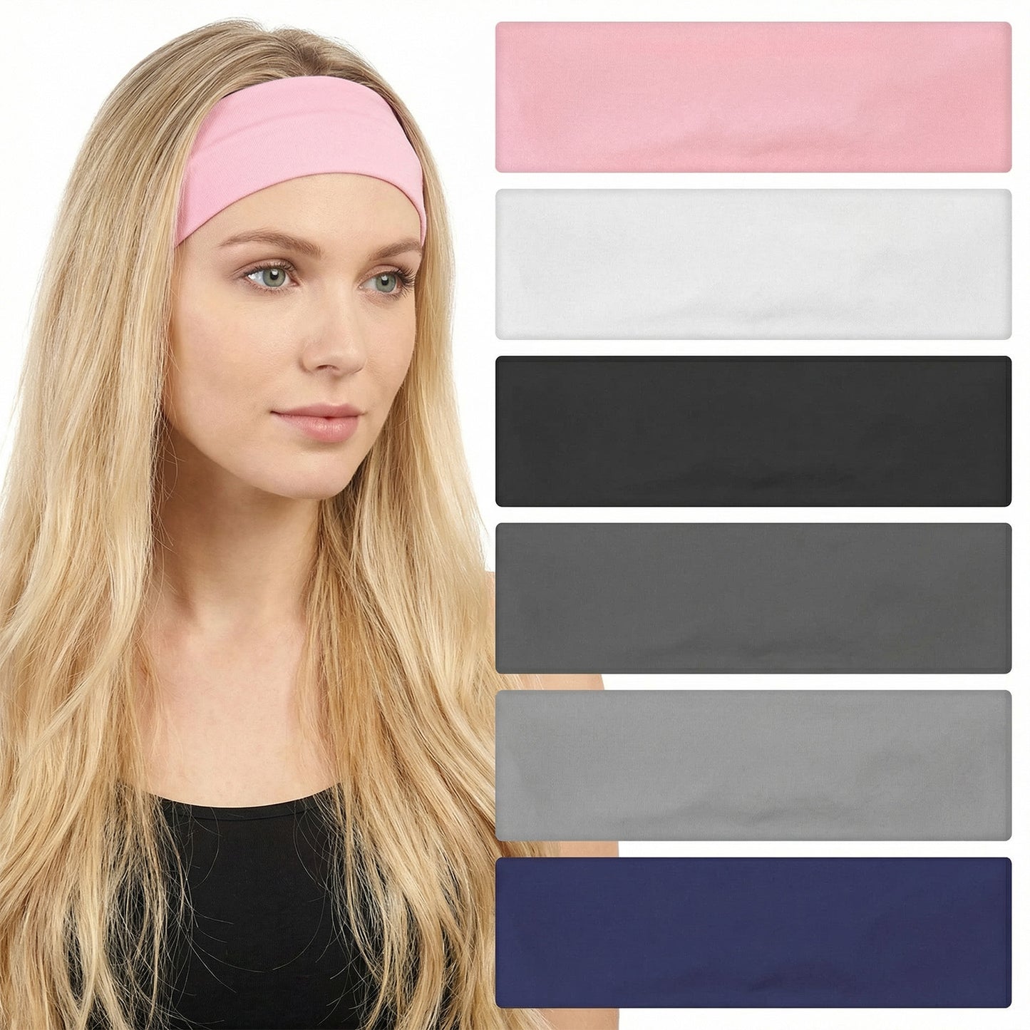 RAHHLIZS Sport Headbands for Men 6 Pack, Sweat Bands Headbands Men Elastic Soft Non-slip Sweatband Wicking Workout Headband For Running, Fitness, Cycling,Football,Yoga,Hairband for Women and Mens