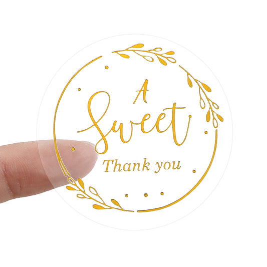 120 Pcs A Sweet Thank You Stickers, Personalized Stickers for Packaging, 1.38in Gold Foil Thank You Gift Small Envelope Sticker Self-Adhesive Labels for Wedding, Baby Shower, Birthday, Gift Wrapping