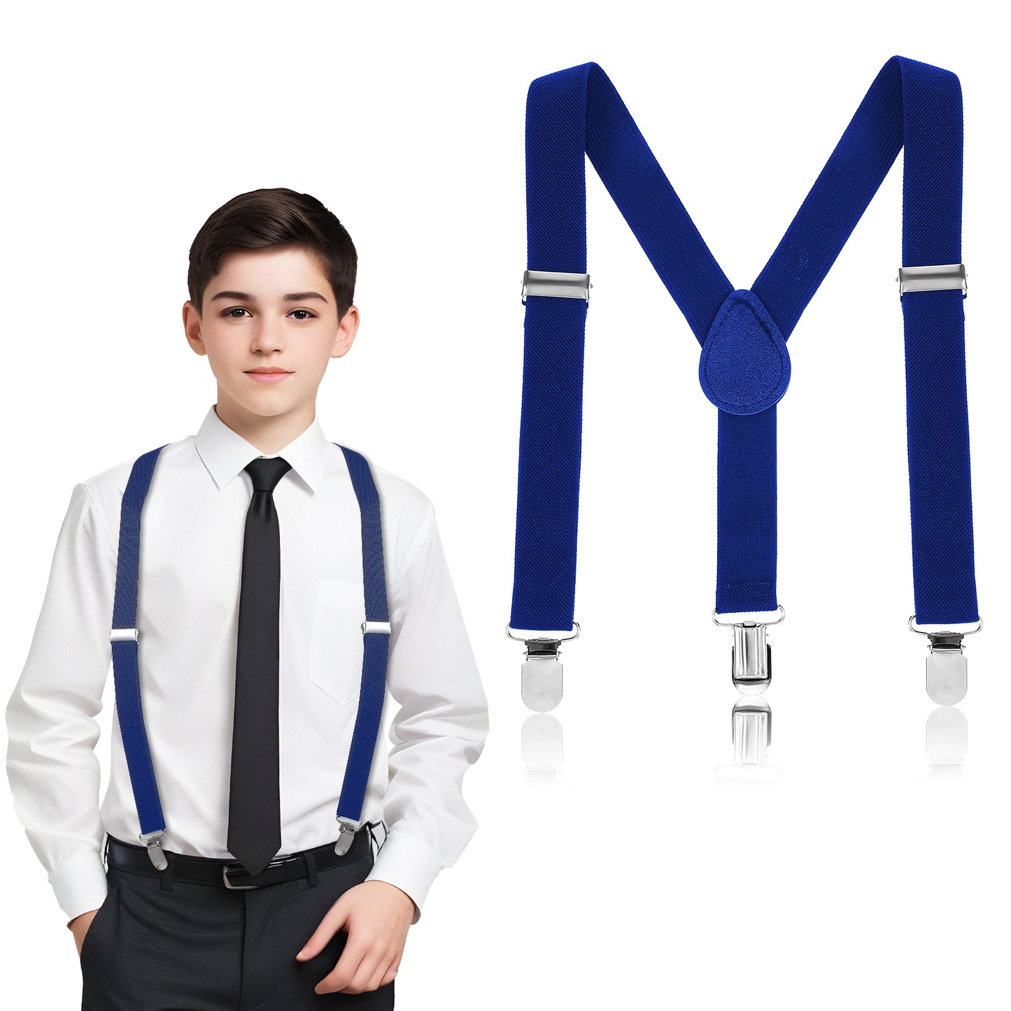 Mabor Suspenders for Boys, Elastic Y-Back Design Adjustable Suspenders Toddler Suspender Kids Toddler Baby Boys with Strong Metal Clip(Blue)