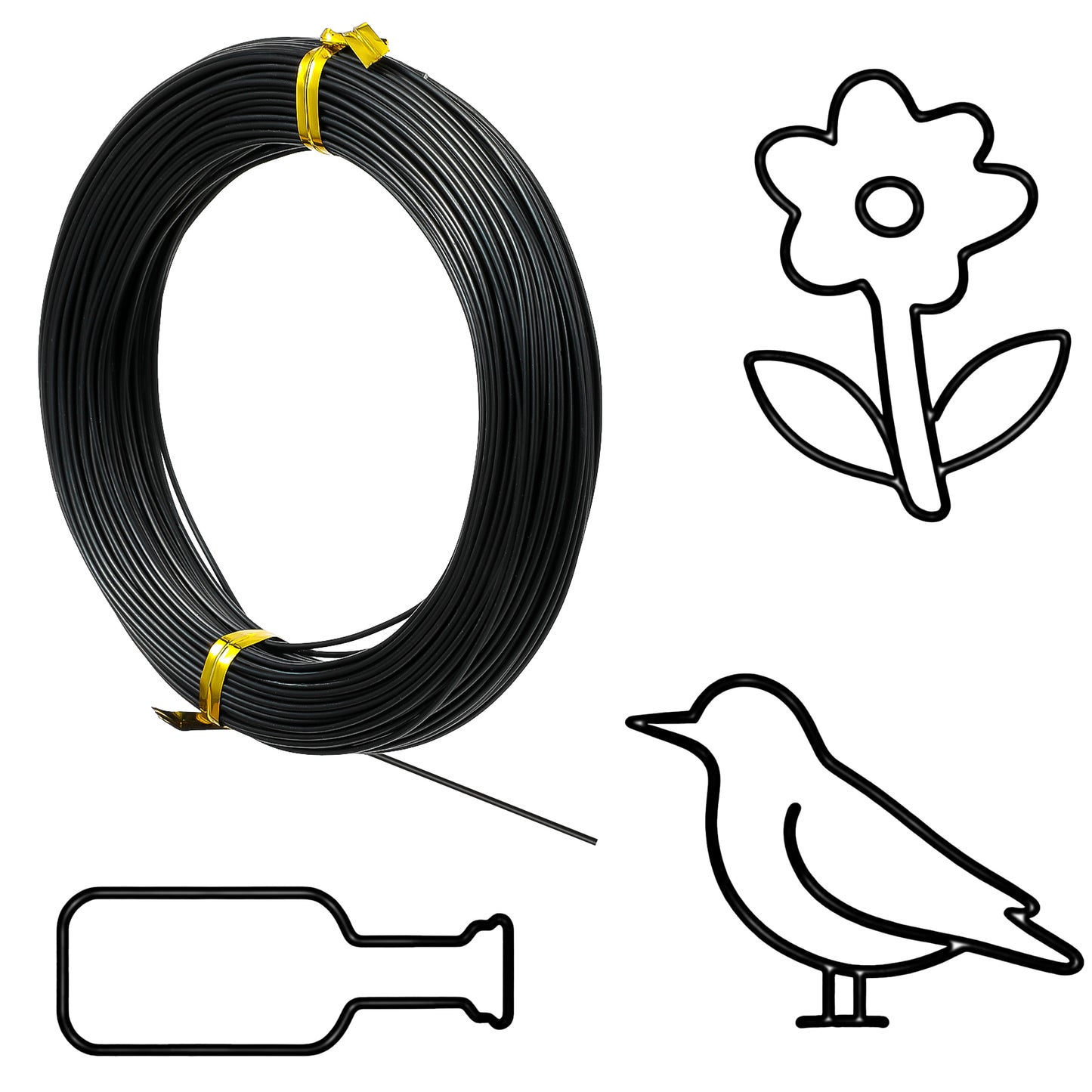 Xindojuz 18 Gauge Black Craft Wire, 98.4 Feet 1mm Bendable Aluminum Metal Wire for Jewelry Making, Sculpting, Modelling, Wreath Making, Floral Makings, Beading, Wires Wrapping and Daily Use (Black)