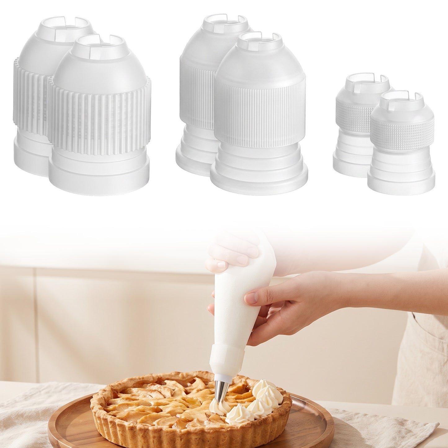 Sorcristy Piping Bag Couplers, 6 Pack Plastic Couplers for Icing Nozzles