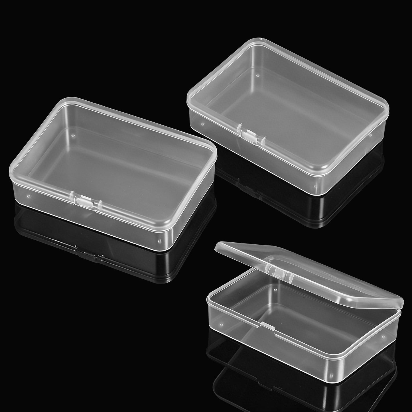 Bremorou 2Pcs Mini Plastic Storage Containers Box With Lid Clear Rectangular Plastic Storage Containers Box Small Travel Case For Small Items Beads Jewelry Cards Crafts 4.13x2.95x0.98 Inches