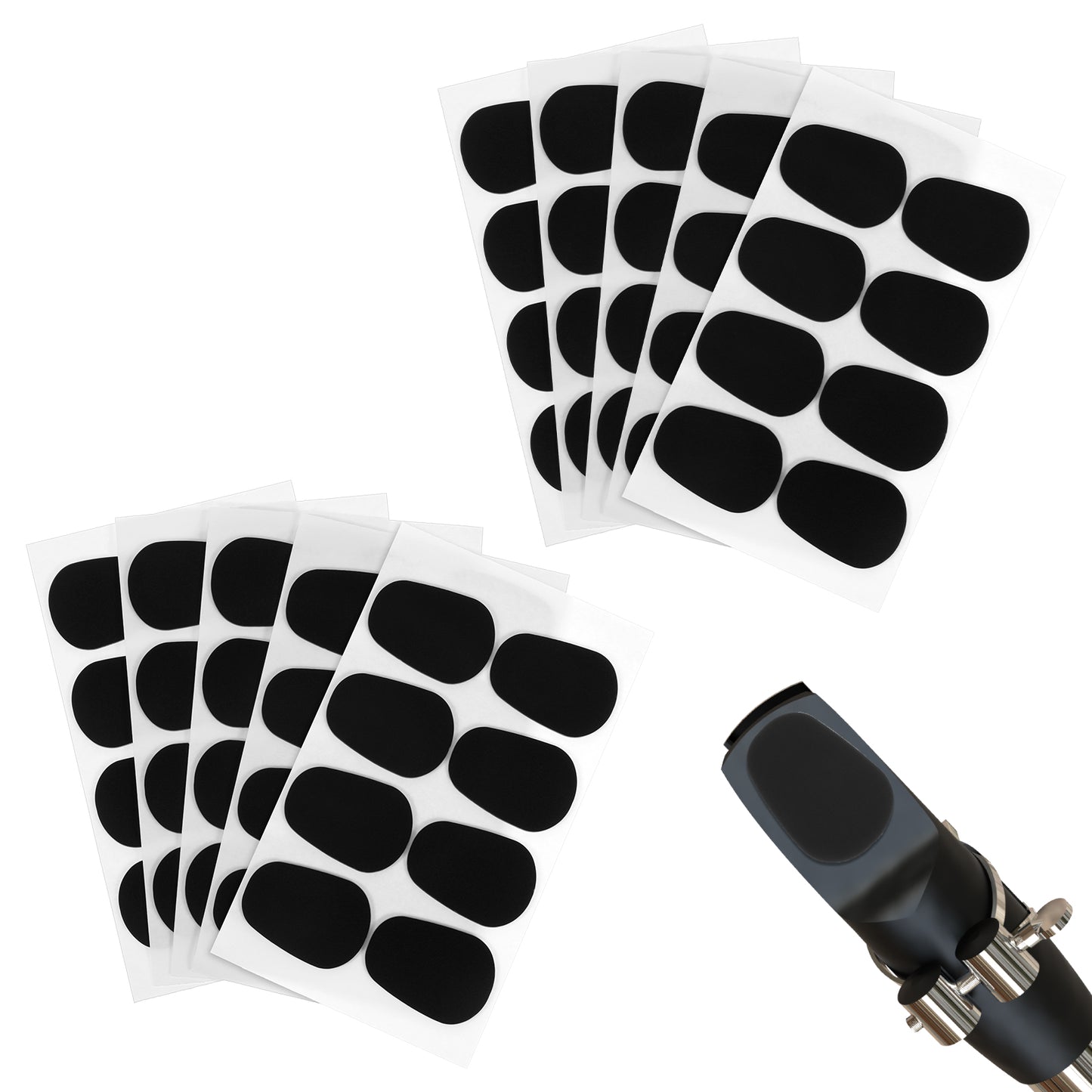 24 Pcs Saxophone Mouthpiece Pads 1.02 × 0.75 Inch Alto Saxophone Mouthpiece Pad Strong Oval Mouthpieces Patches Pads Mouthpieces Pad for Beginners Musicians Festivel Gifts Black Silicone