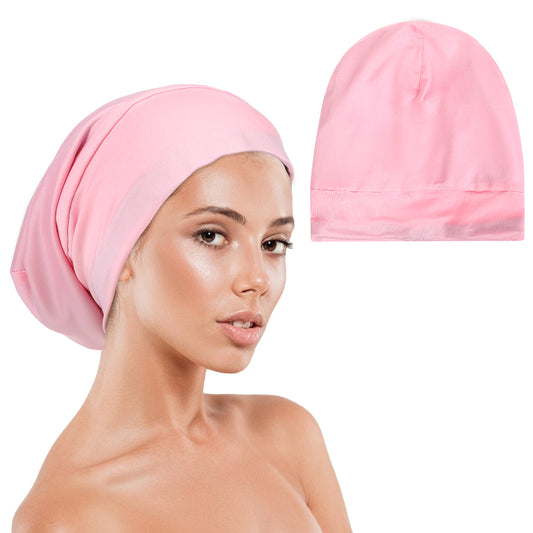 Ymapinc Pink Satin Bonnet for Sleeping Women, Soft Hair Protection for Silk Hair Bonnet Needs Nighttime Hair Care Shower Spa(Pink Spandex)