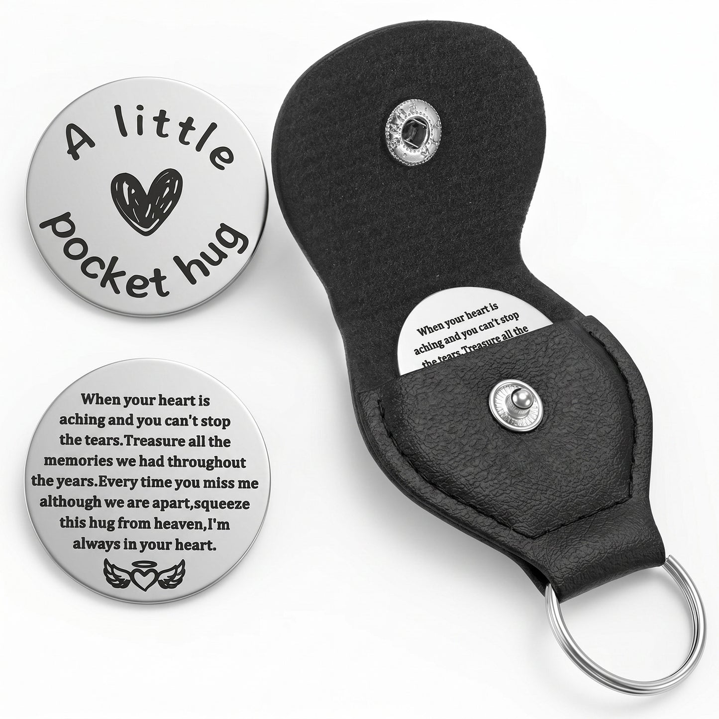 Ouligay Pocket Hug Keyring Memorial Gifts for Loss of Mother Dad Dog Grief