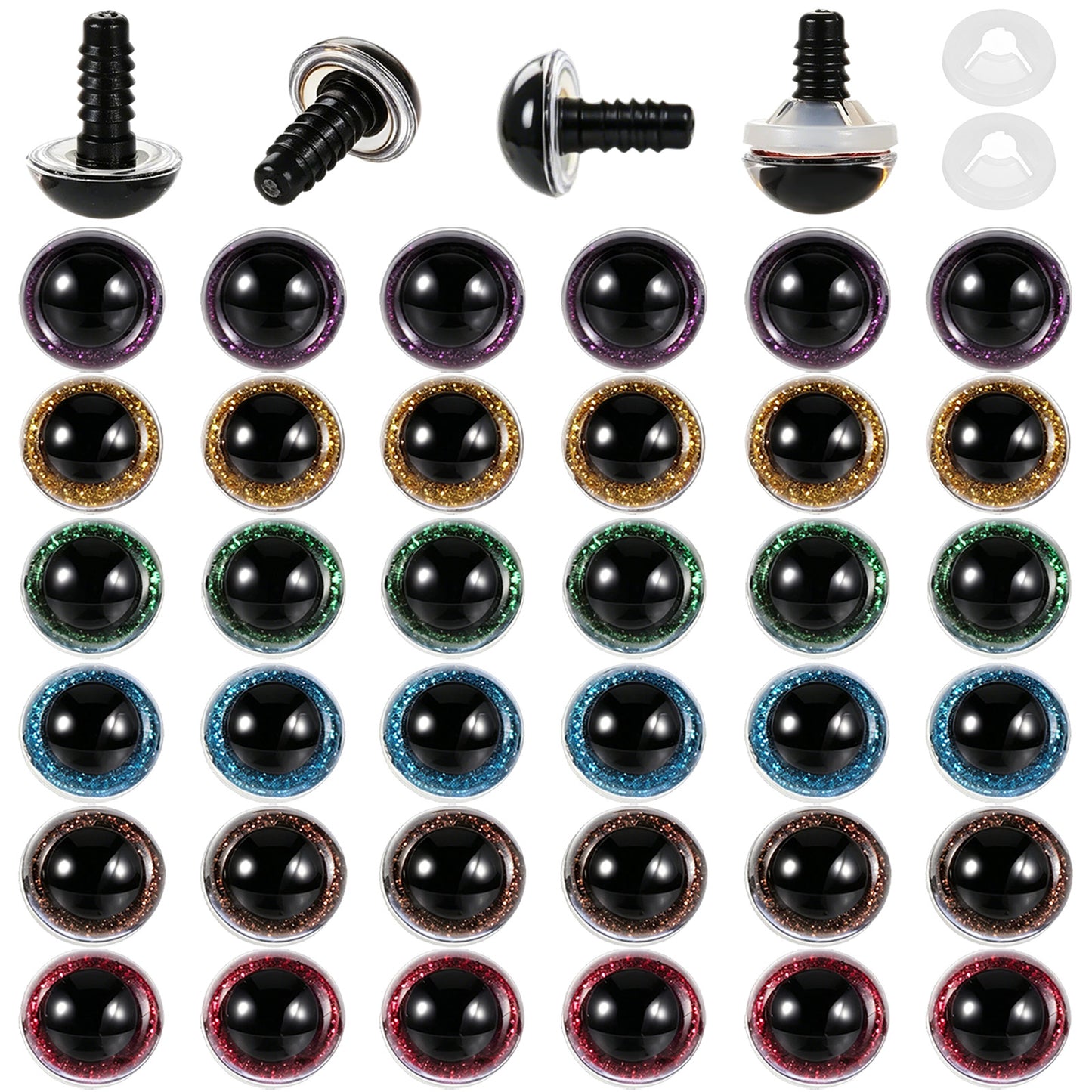 36pcs 16mm 3D Glitter Safety Eyes for Amigurumi