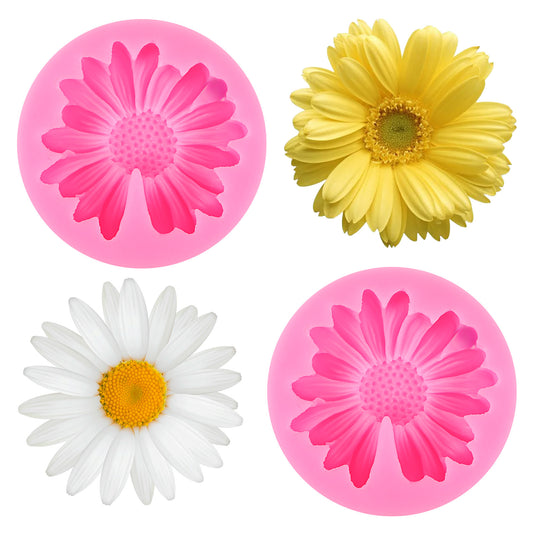 Ymapinc 2Pcs Daisy Flower Candle Molds - Silicone Pink Moldes para Velas for Candle Making Butter Cake Soft Unique Candle Molds 3D DIY Clay Soap Making