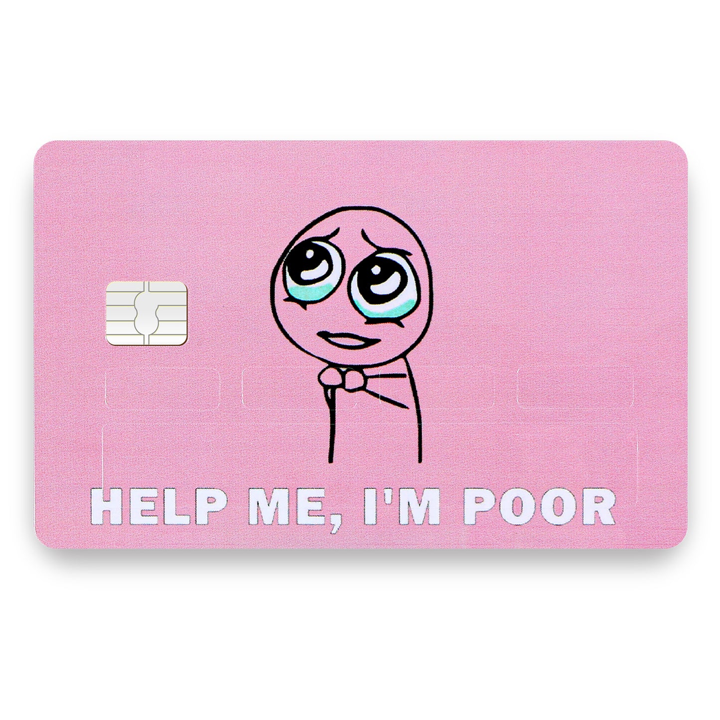 Ympanic Debit Card Sticker Funny - 1 Sheet 4 PCS Pink Credit Card Skins 'Help Me I'm Poor', Slim, No Bubble, Personalized Bank Card Protecting Decals