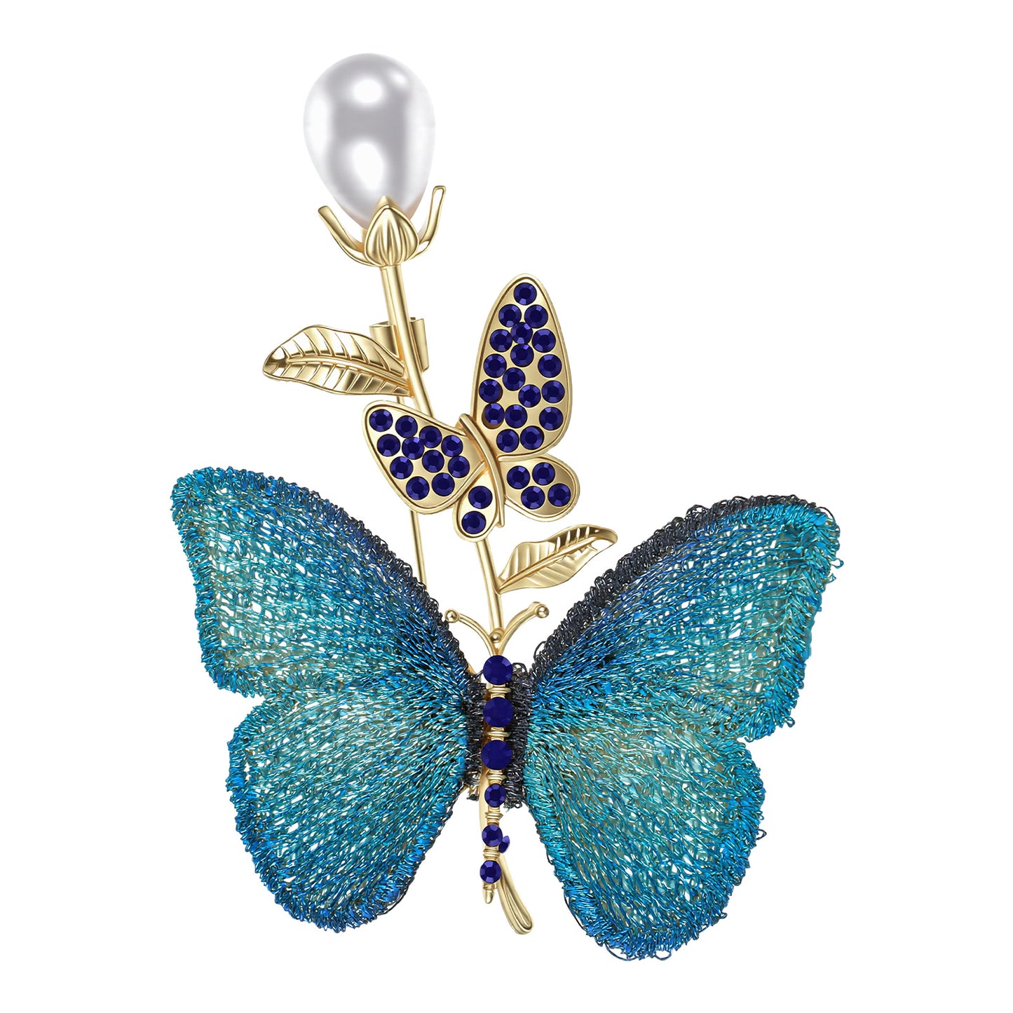 Ymapinc Crystal Butterfly Brooch Pin for Women, Vintage Blue Butterfly Ladies Brooch, Sparkling Blue Brooches and Pins for Jacket Scarf Blazer Wedding Party Jewelry Gift