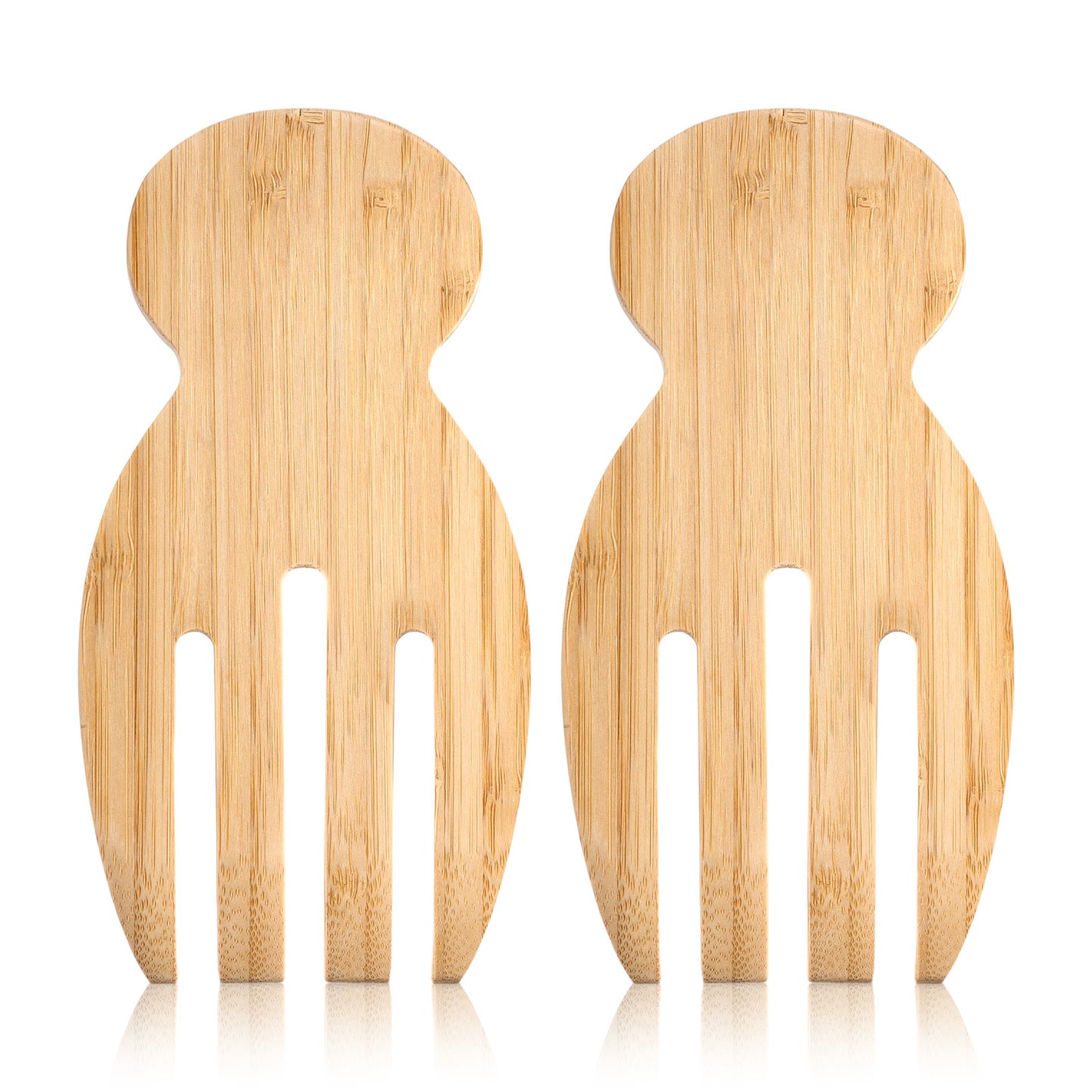 Sorcristy 2pcs Wooden Salad Tongs, 7.05" x 3.70" Wood Salad Hands Serving Utensils Kitchen Servers Set for Tossing & Serving