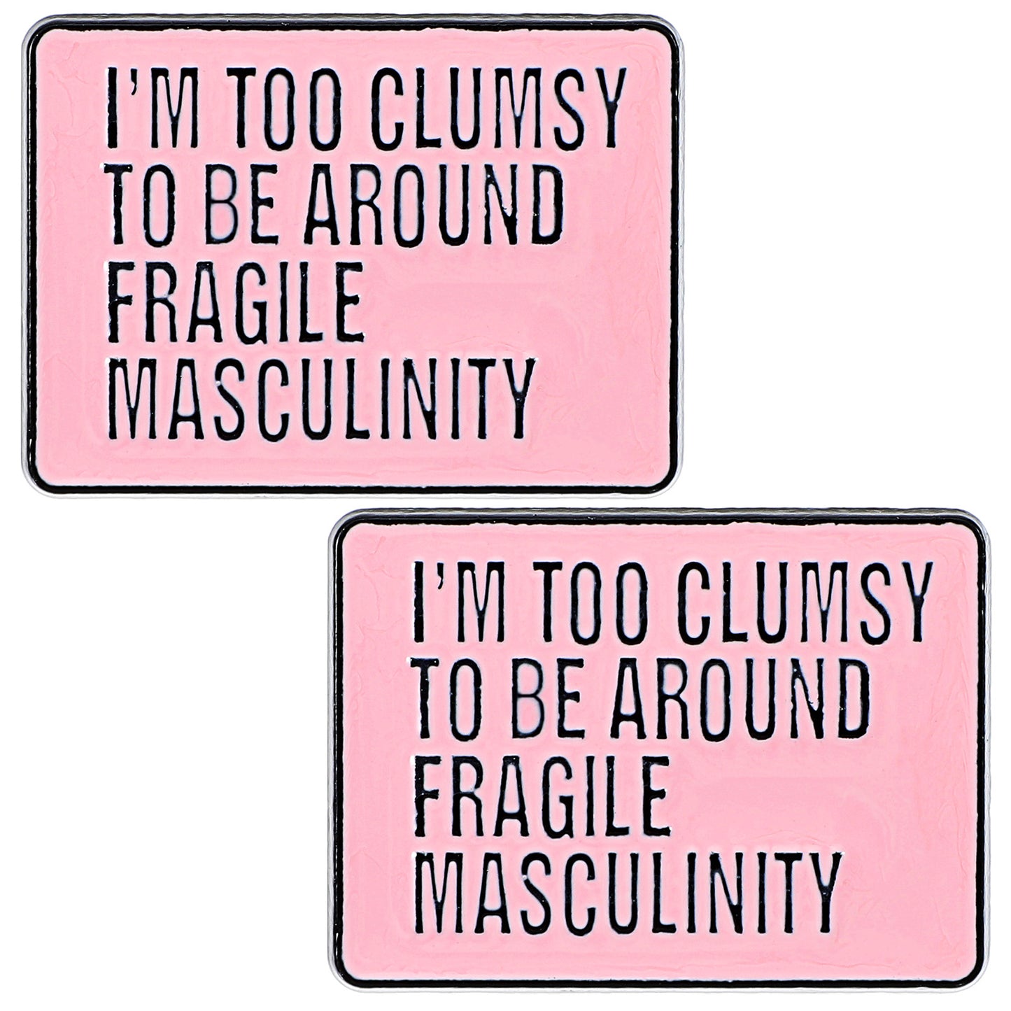 Mabor 2Pcs I'm Too Clumsy To Be Around Fragile Masculinity Enamel Pin, Feminist Art Badge for Men Women, Funny Backpack Pins, Lapel Pin, Brooches Pins for Hats Caps Clothes Vest Jackets