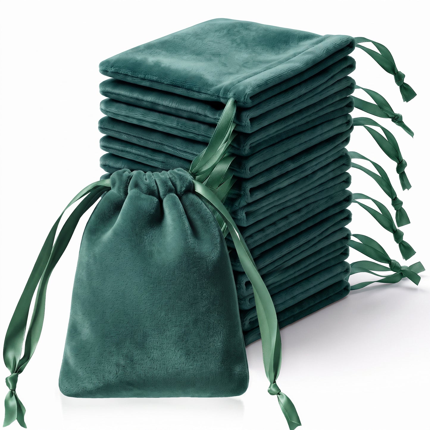 Chsoejuf 12PC 3x4 in Small Soft Velvet Drawstring Jewelry Bags Pouch(Green)