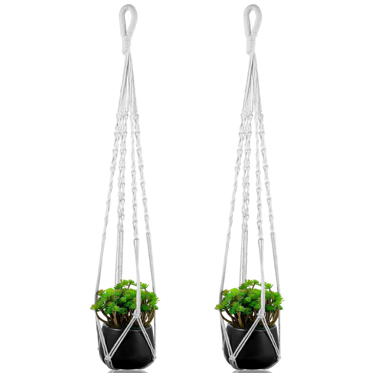 Tyqour Macrame Plant Hangers Indoor Set of 2, 31.5 Inch Hanging Fakeplants Indoor & Hanging Plant Holder Indoor, Perfect for Boho Home Decor, Ideal for Hanging Planters Pots and Baskets