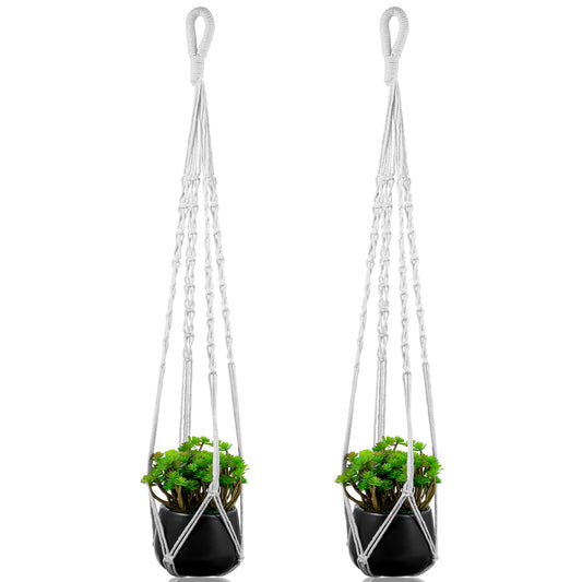 Tyqour Macrame Plant Hangers Indoor Set of 2, 31.5 Inch Hanging Fakeplants Indoor & Hanging Plant Holder Indoor, Perfect for Boho Home Decor, Ideal for Hanging Planters Pots and Baskets