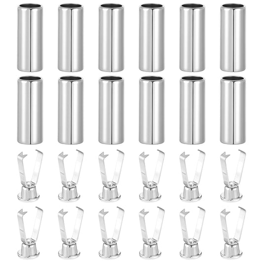 Ymapinc Shoe Lace Ends Tips, 12pcs - Zinc Alloy Metal Shoestrings Ends for Shoelace Belt Cords Hat Cords Jackets Replacement (Silver)