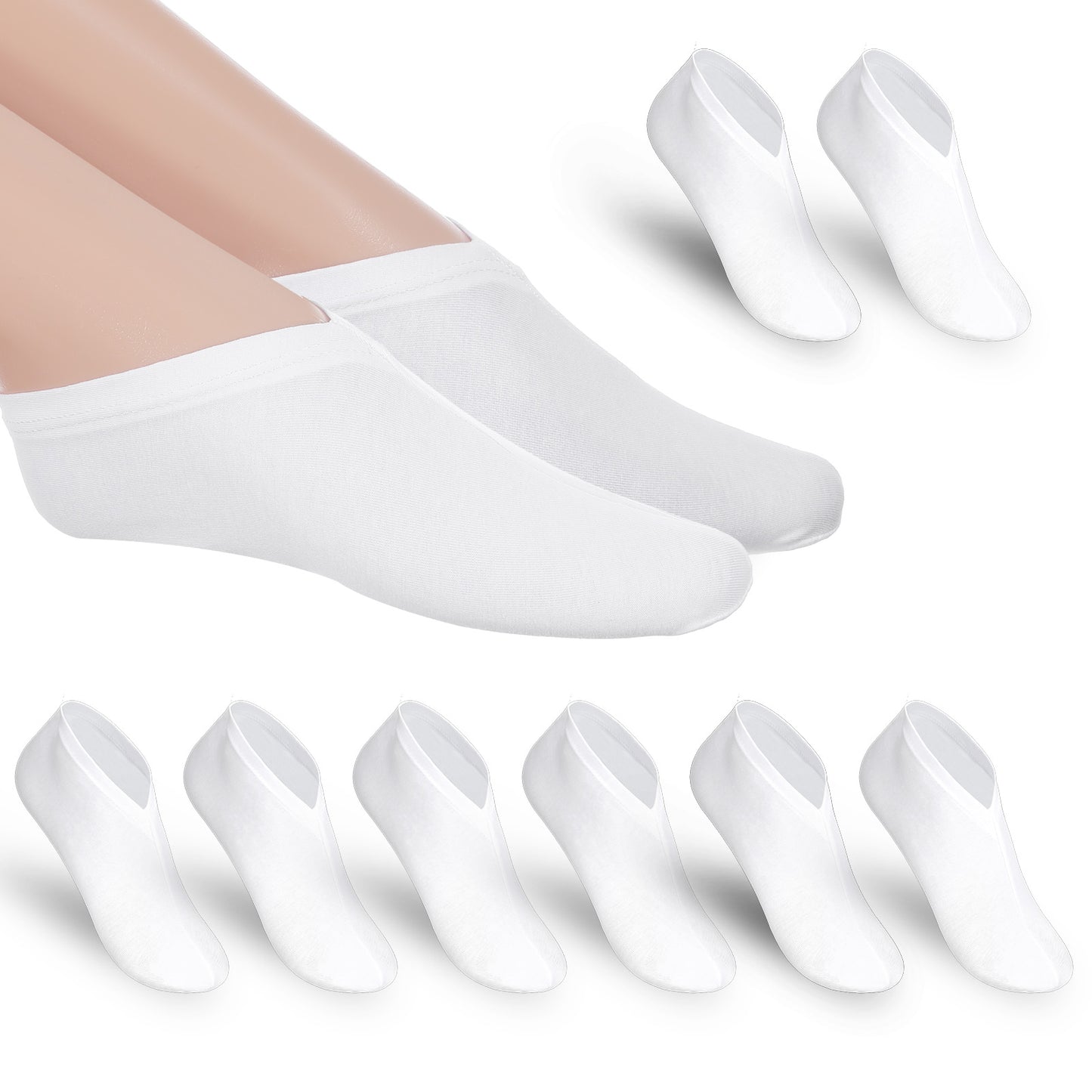 Nogeqi 4 Pairs Foot Moisturizing Socks, Moisture Spa Socks for Dry Feet Overnight, Cosmetic Lotion Sock for Women Men Cracked Heel Repair (White)