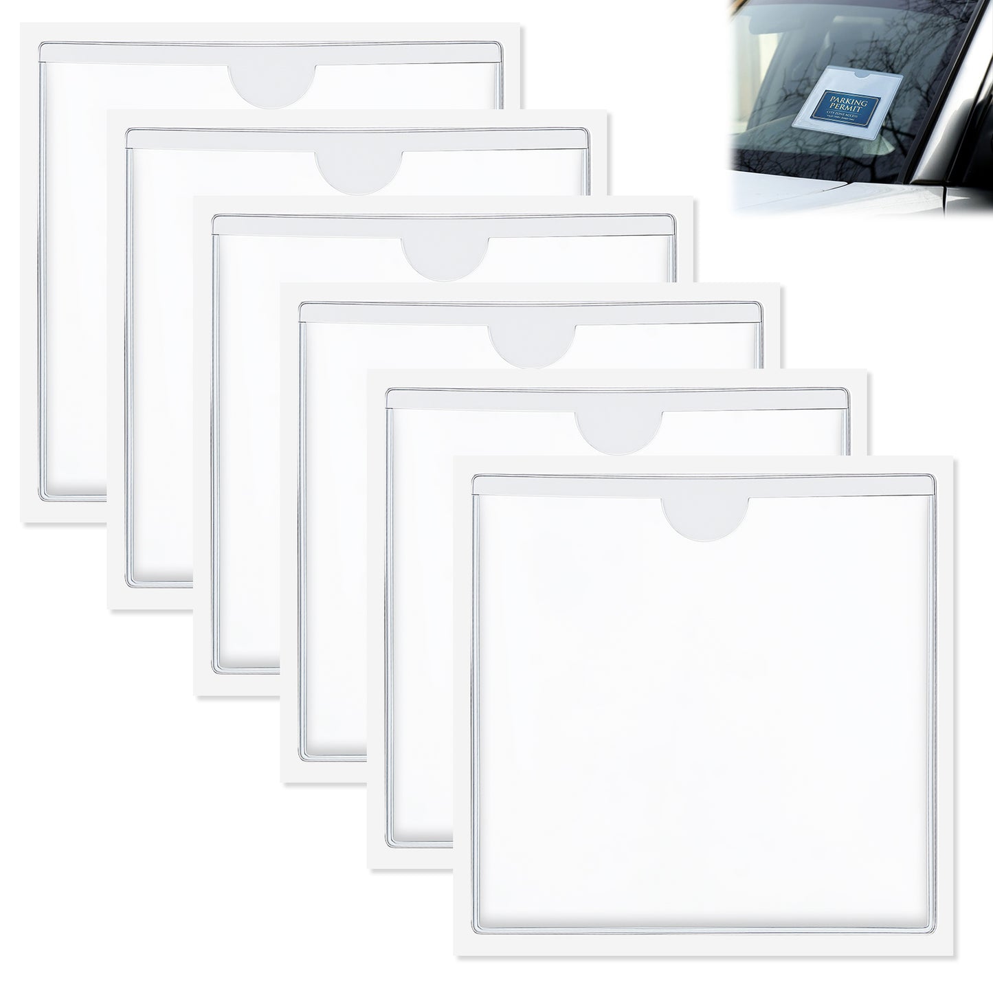 Xinjoduz 6 PCS Clear Parking Pass Permit Holder for Car Windscreen