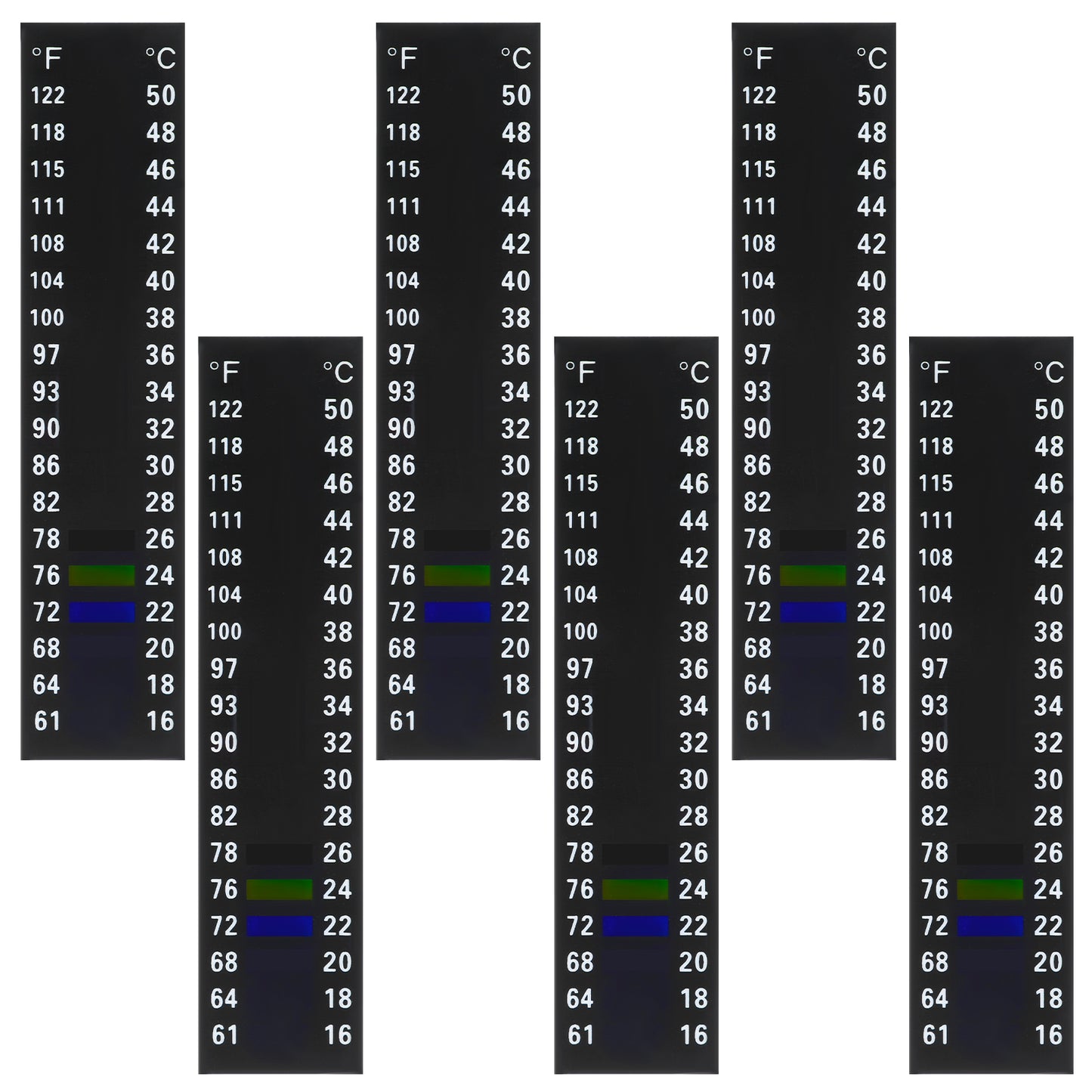 6 PCS Aquarium Thermometer Strips, Adhesive Fish Tank Thermometer Stickers, Horizontal Stick On Thermometer Strip Reptile Thermometer for Aquariums, Kombucha, Brewing, Wine, Beer