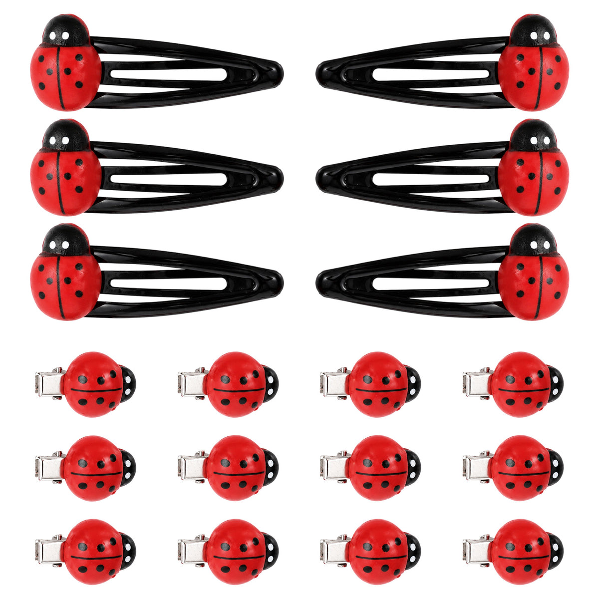 Matwsec 18 PCS Ladybug Hair Clips Fun Hair Clips Lady Bug Barrettes