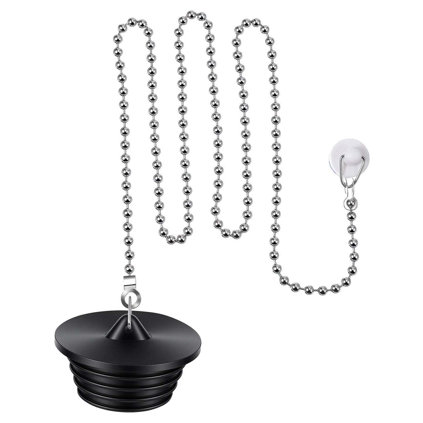 Xinjoduz Bathtub Stoppers Drain Plug, Silicone Universal Sink Plug with 27.5" Stainless Steel Beaded Chain, Tub Stopper Rubber Shower Bath Plugs Water Stoppers for Bathroom Kitchen