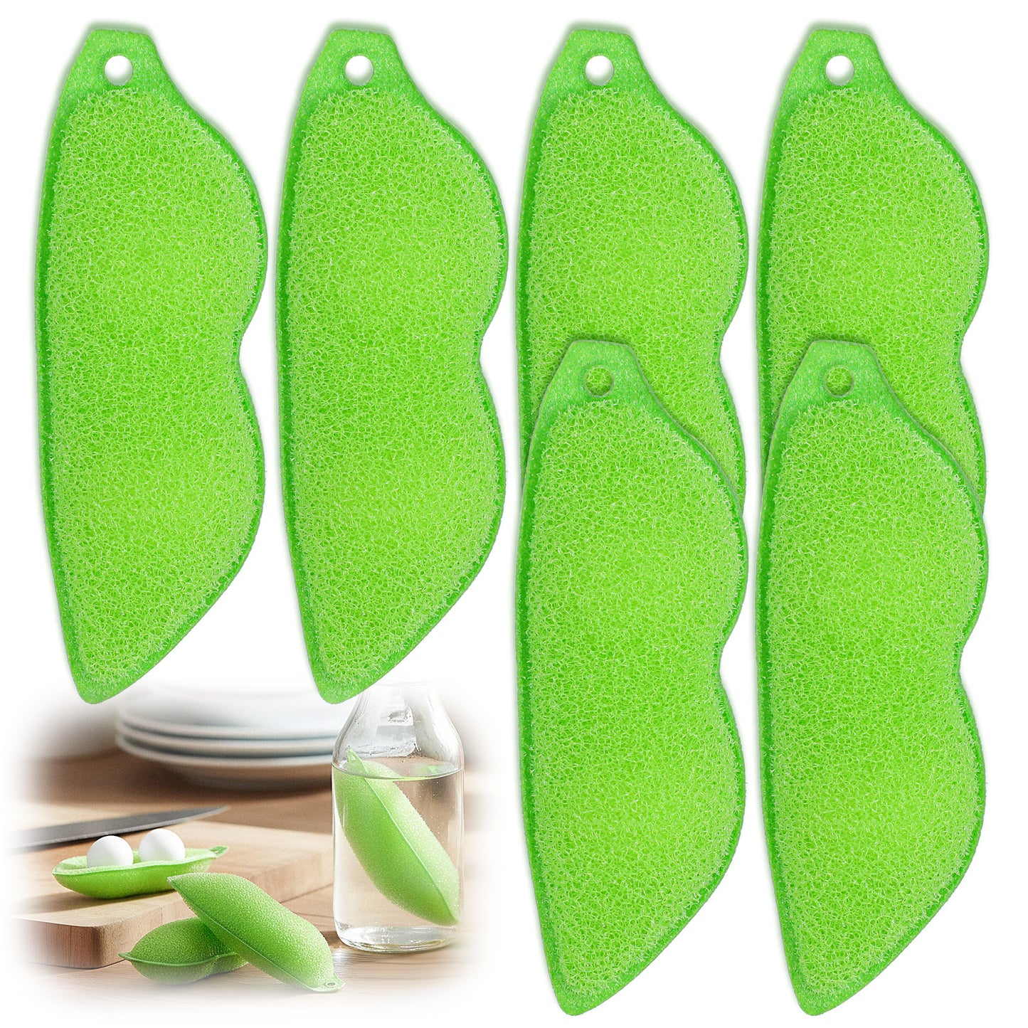 6 Pack Magic Beans Bottle Cleaner Set Reusable Bean Bottle Cleaning Sponge with Ceramic Balls Multipurpose Heat Resistant Bottles Internal Cleaning Sponges for Narrow Mouth Water Bottles Travel Cups