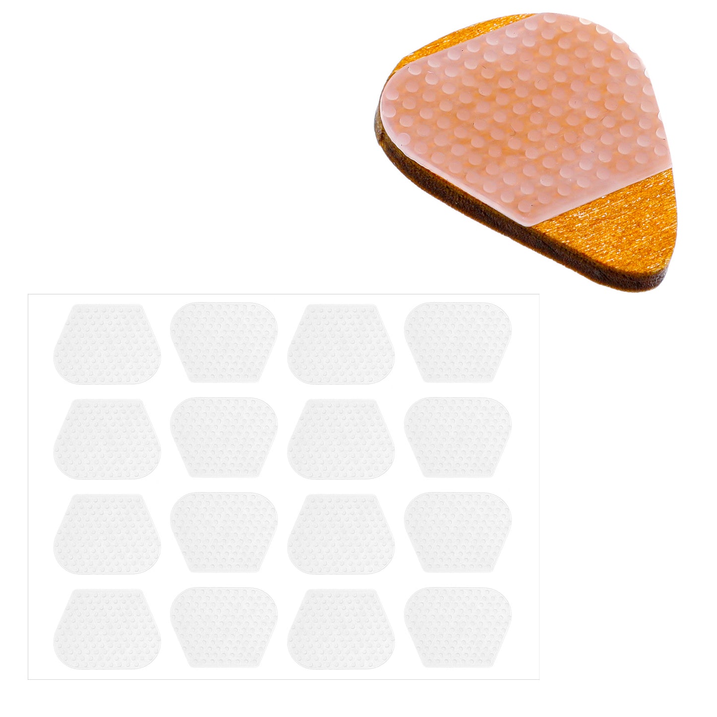 16pcs Guitar Picks Grips,Anti Slip Silicone Soft Grips,Not Sticky Durable Reusable Soft Stick-On Trimmable Silicone Rubber,Help You Holding The Guitar Pick Tightly,Self-Adhesive Guitars Pick Holder