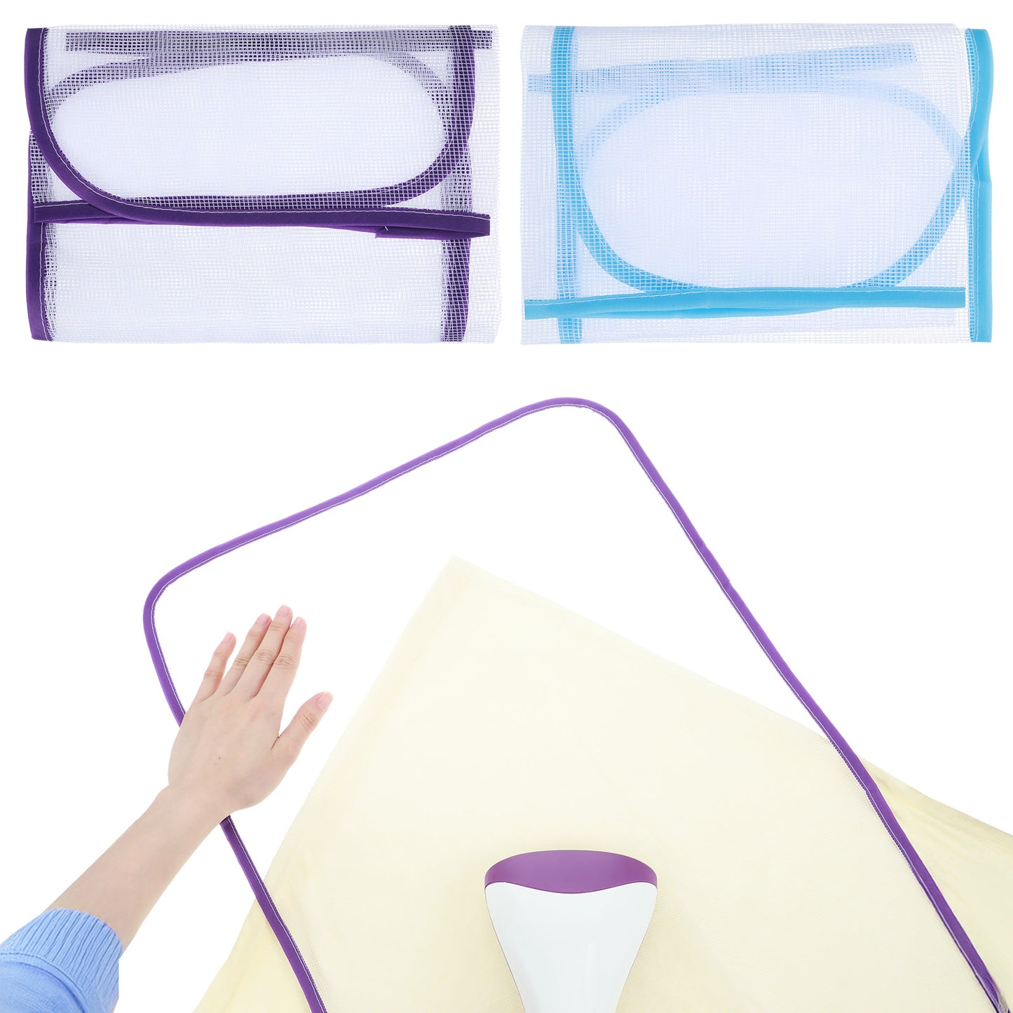 2 Pcs Pressing Cloth for Ironing Mat Ironing Cloth to Protect Clothes Scorch Saving Mesh Board Cover Pad High Temp Protective Pressing Pads Iron Insulation Net Fabric for Protect Fabrics(Blue, Pink)