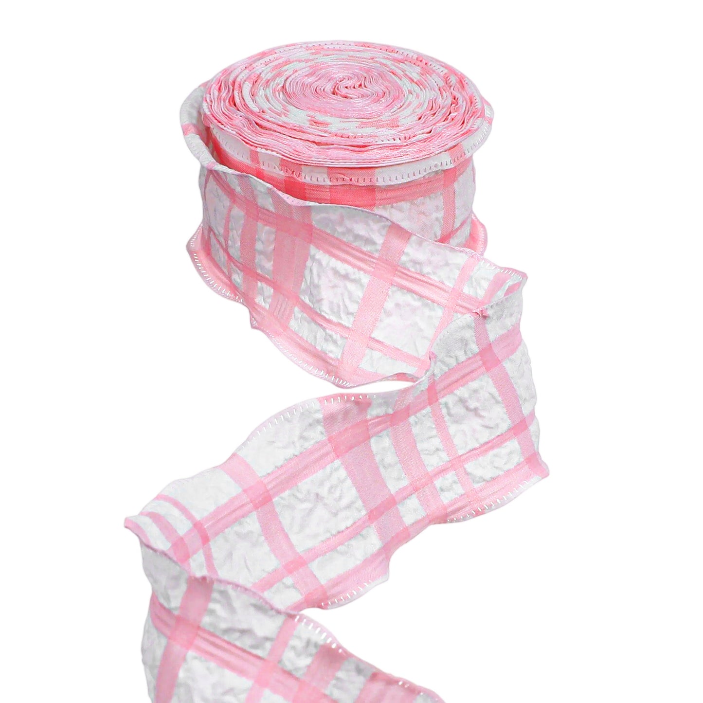 10 Yards X 1.5 Inch Pink Gingham Ribbon Checkered Plaid Ribbon Ruffled Edge Double Chiffon Polyester Ribbons for Gift Wrapping Wedding Invitations Bridal Bouquets Birthday Party Decoration DIY Bows