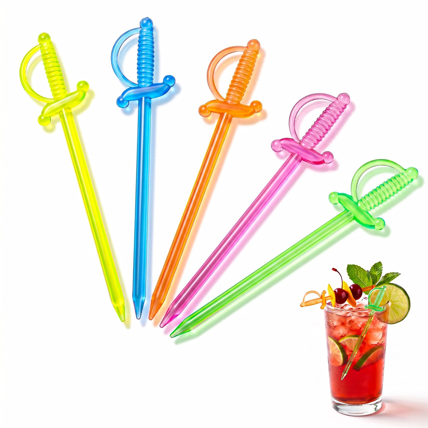 Shimmeroo 100PCS Plastic Sword Toothpicks for Appetizers
